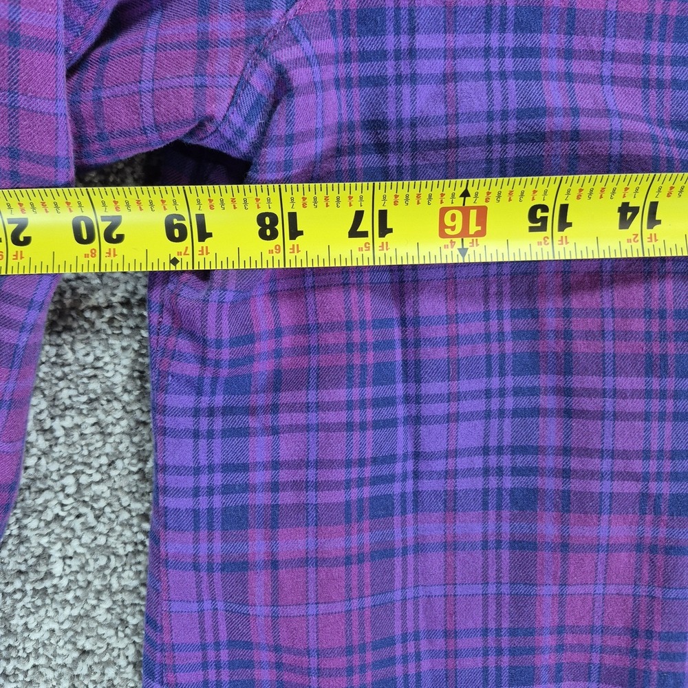 L.L.Bean Fleece Lined Flannel Shirt Women's XS Purple Plaid Button Down Shacket - Picture 6 of 7